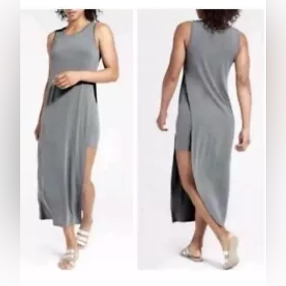 Athleta Gaia Tee Maxi Dress 777102 Grey Womens Size XS Travel Dress